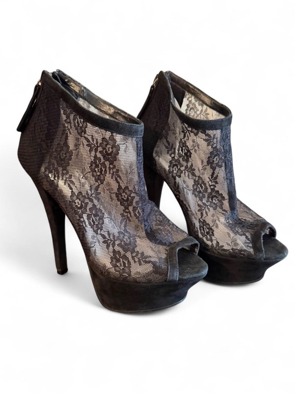 Women's Bebe Olivia Lace ankle boots with high heels size 7